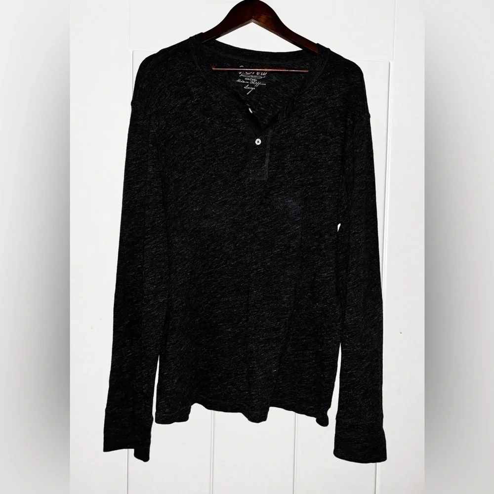 J. Crew Garment Dyed Henley Gray T-Shirt Men L Slub 100% Cotton Preppy Pullover‎